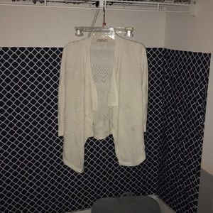 shiny knit cream cardigan